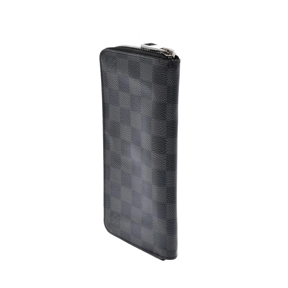 Louis Vuitton Canvas Zippy Wallet Graphite Gray Vertical Black Black Damier